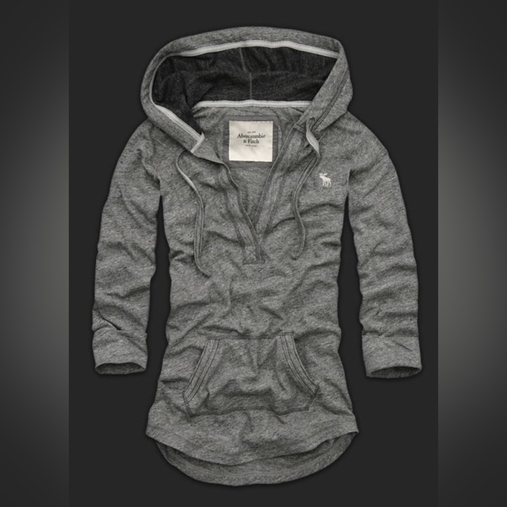 Y2K Abercrombie & Fitch V-Neck Tunic Hoodie Sweater Size XS